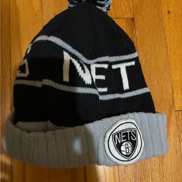 Kids Nets Black and Gray Beanie - Picture 2 of 2